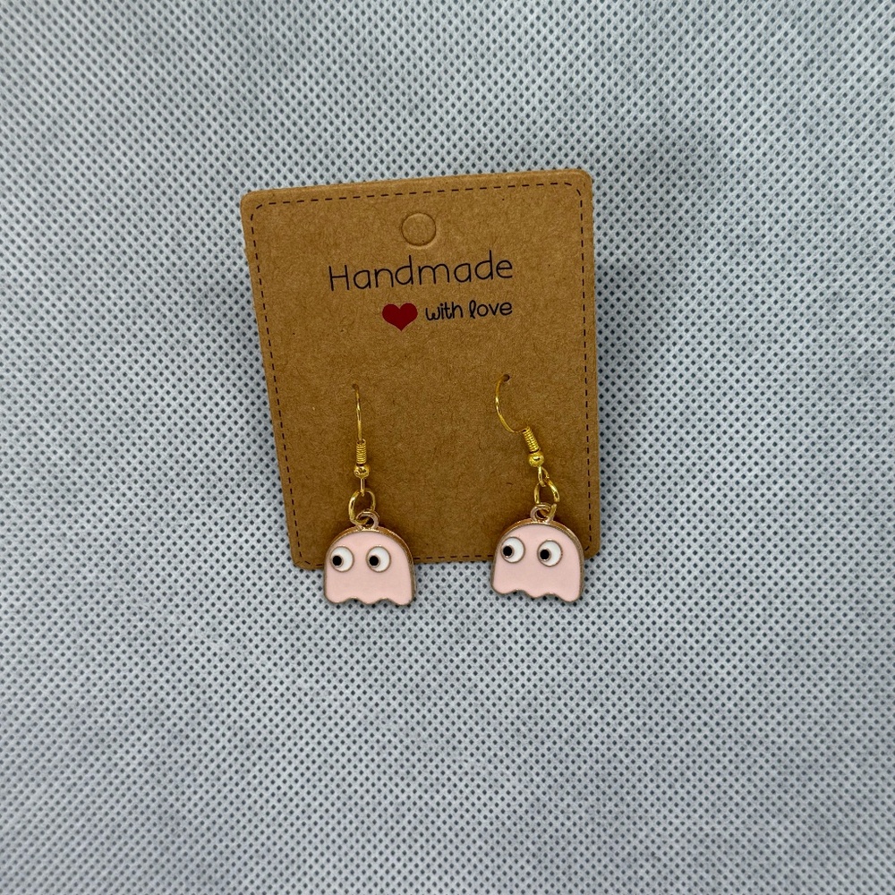 Handmade Pink Ghost Earrings
